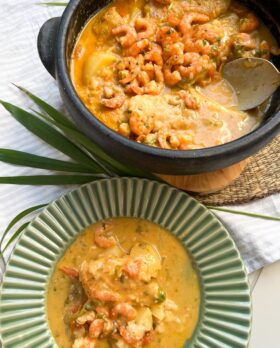 peixe com camarão ao molho de coco